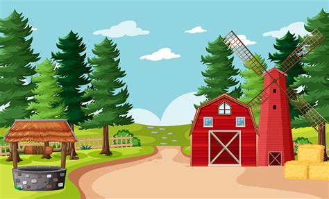 Blank farm scene in cartoon style 1541462 Vector Art at Vecteezy