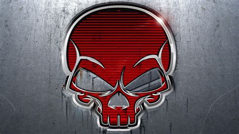 Red skull wallpaper, skull, artwork, chrome, simple background HD ...