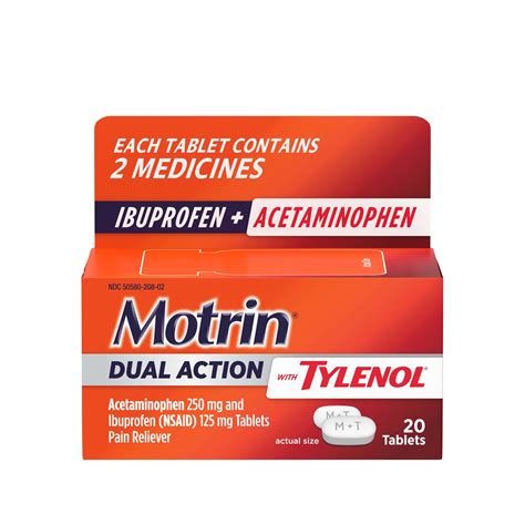 Motrin Dual Action with Tylenol, Ibuprofen & Acetaminophen, 20 Ct ...