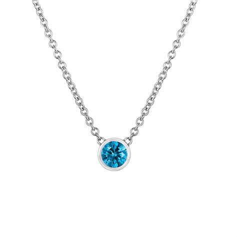 Blue Diamond Solitaire Pendant, Diamond by the Yard Necklace, 0.50 ...