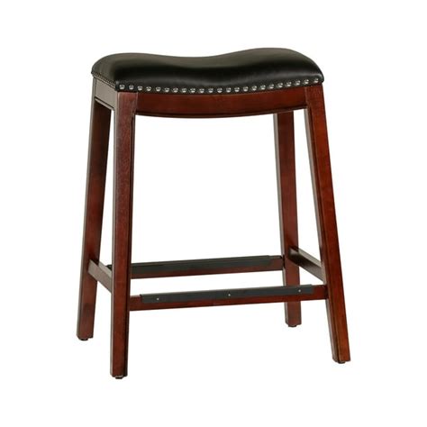 DTY Indoor Living Frisco Bonded Leather Saddle Stool, Espresso Finish, 24” Counter Stool ...