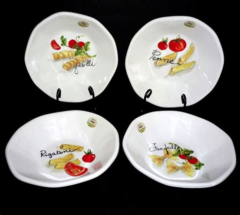 NWT EFFETTI d'Arte HANDMADE in ITALY SET of 4 ~ 9" PASTA BOWLS ~ PASTA ...