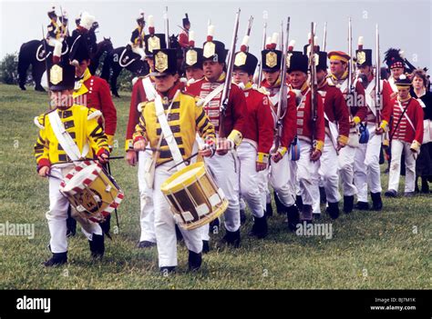 British Infantry Redcoats marching in column, 1815 foot regiment regiments English British ...