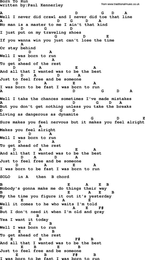 Emmylou Harris song: Born To Run, lyrics and chords