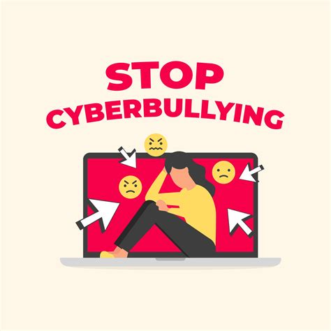 Stop Cyberbullying text with sad woman sitting on laptop. Social media bullying, Cyber bullying ...