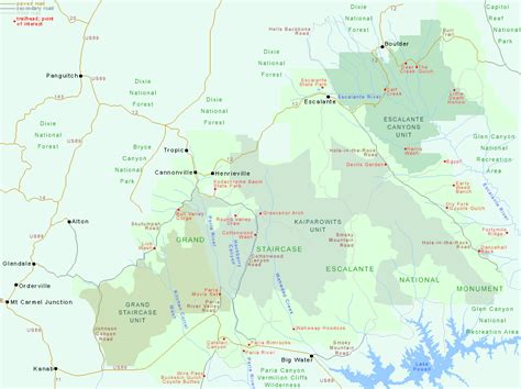 Map of Grand Staircase-Escalante National Monument, Utah