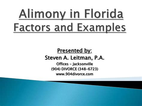 Alimony In Florida - Factors And Examples | PPT