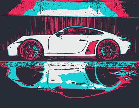 Porsche GT3 Illustration Custom Print Mural - DNA Wallpaper