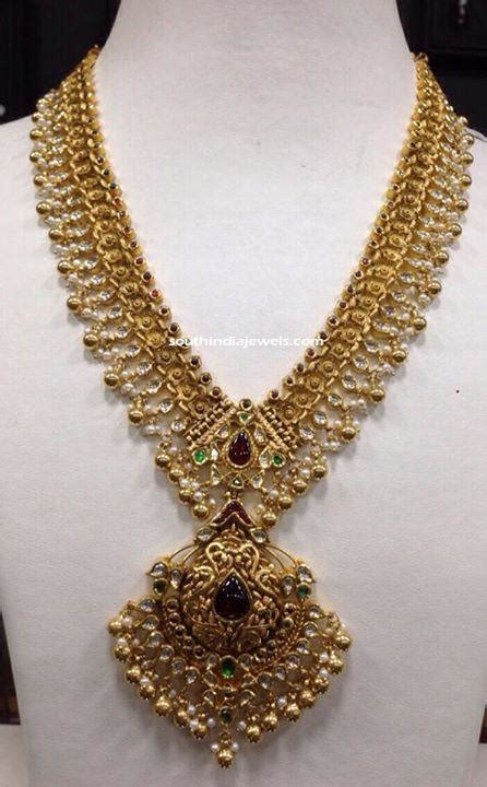 100 Grams Gold Antique Necklace - South India Jewels