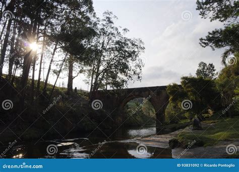 Bridge at sunset stock photo. Image of afternoon, lake - 93831092