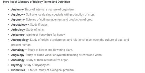 List of basic Biology terms Glossary from a-z