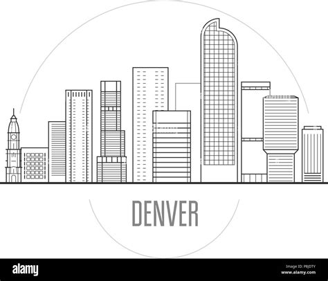 Outline Denver Skyline Silhouette Denver v2 skyline linear style with rainbow