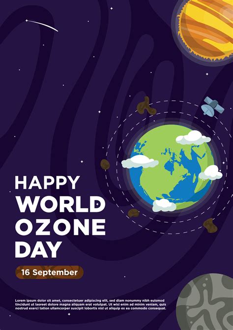 Poster Template Hand Drawn Vector World Ozone Day With Galaxy Themes ...