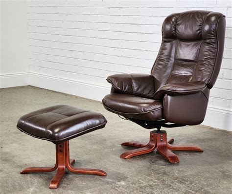 Bid Now: Artiflex leather recliner and footstool (h:102 x w:80 x d ...