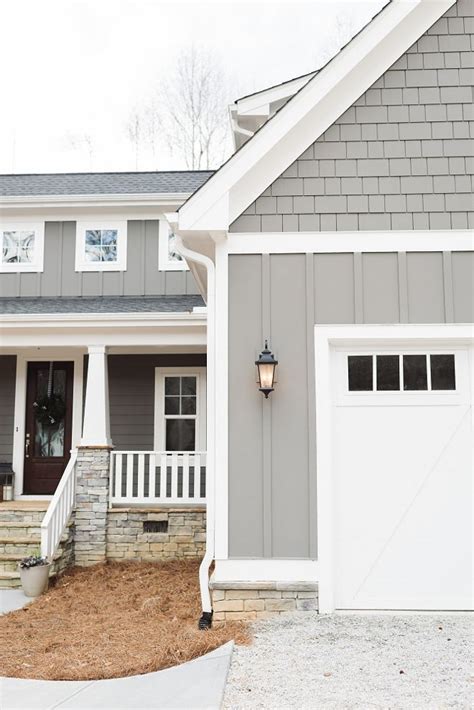 Grey siding and white trim exterior paint color. Grey siding and white trim exter… | Gray house ...