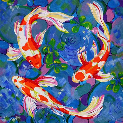 Koi Fish Art Print Brightly colored wall decor Koi Fish home | Etsy