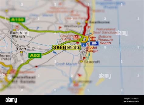 Skegness and surrounding areas shown on a road map or Geography map Stock Photo - Alamy