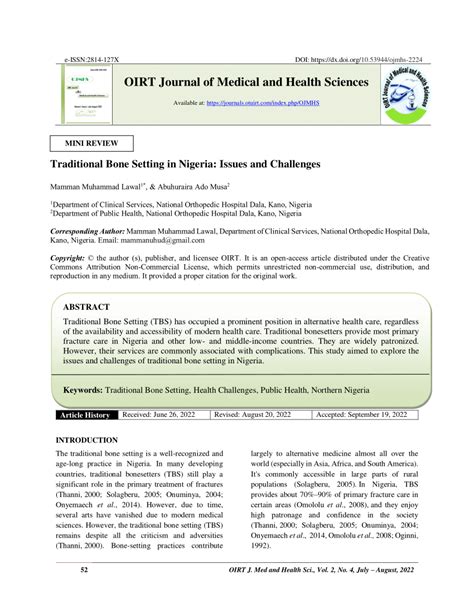 (PDF) Traditional Bone Setting in Nigeria: Issues and Challenges