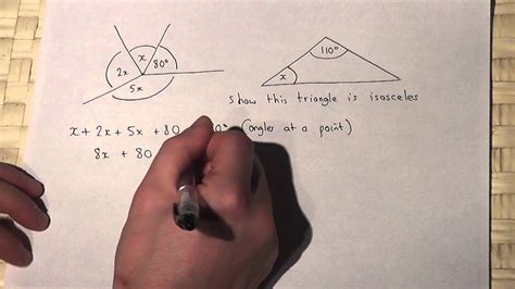 Algebra and geometry : Solving linear equations involving angles and triangles - YouTube