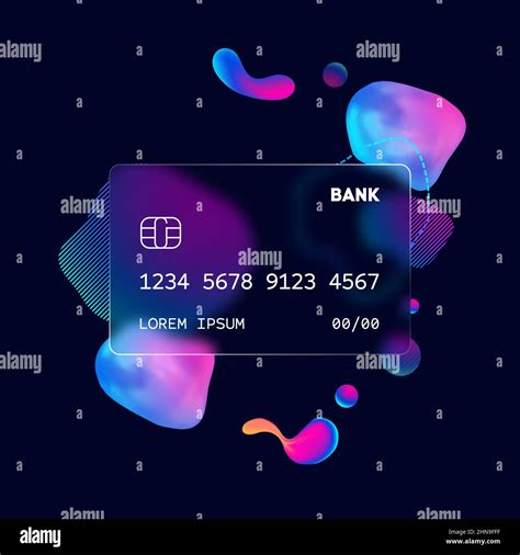 Glass morphism credit card template. Plastic rectangle of transparent ...