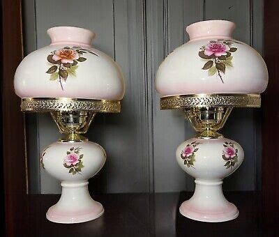 Two Vintage White Pink Porcelain Gone With the Wind Electric Hurricane Lamp | eBay