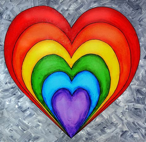 Rainbow Heart On Grey Painting by Tim Shanley