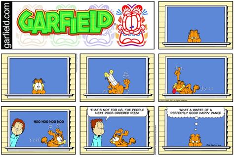 Garfield (March 10, 2019) - Pizza Delivery Happy Dance | Garfield comics, Happy comics, Comic strips