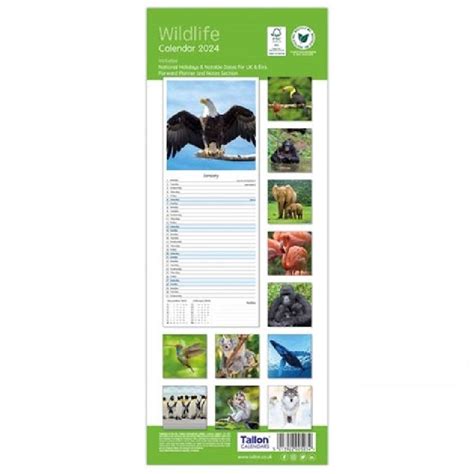 2024 Wildlife Super - Slim Wall Calendar