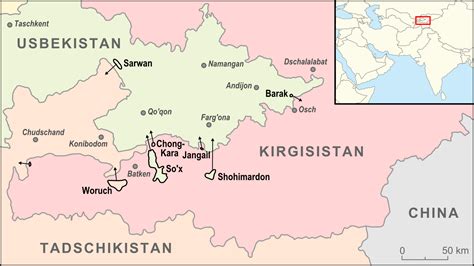 Enclaves of Kyrgyzstan, Tajikistan, and Uzbekistan. German Map 1,494 × 840p Turkic Languages ...