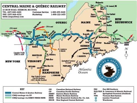 Central Maine & Quebec Railroad Map | Central maine, Quebec, Maine