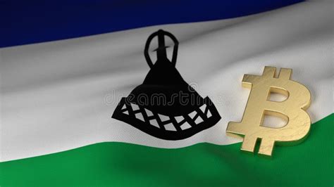 Bitcoin Currency Symbol on Flag of Lesotho Stock Illustration ...