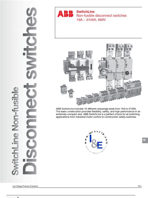 ABB SwitchLine, Non-Fusible Disconnect Switches | PDF | Switch | Alternating Current