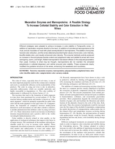 (PDF) Maceration Enzymes and Mannoproteins: A Possible Strategy To Increase Colloidal Stability ...