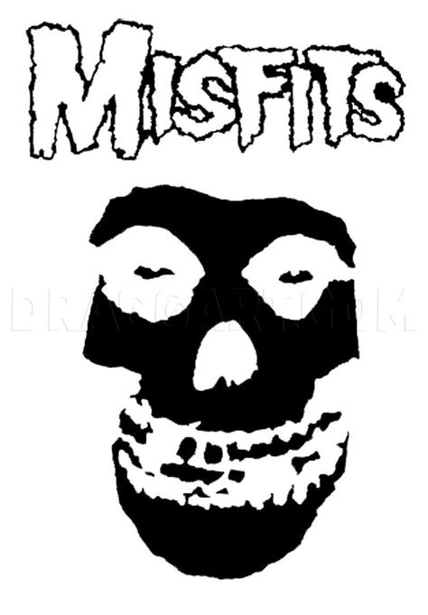 How To Draw The Misfits Fiend Skull, Letters, Step by Step, Drawing ...