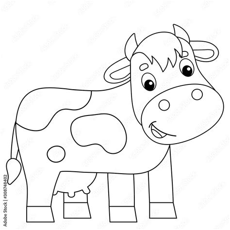 Coloring Page Outline of cartoon cow. Farm animals. Coloring book for ...