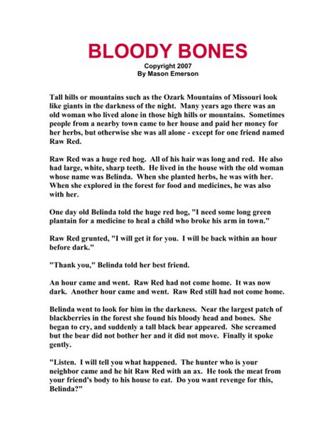 bloody bones - funbooklets.com