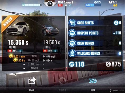 Sprung Studios UX/UI Design - CSR Racing sequel, CSR Racing 2