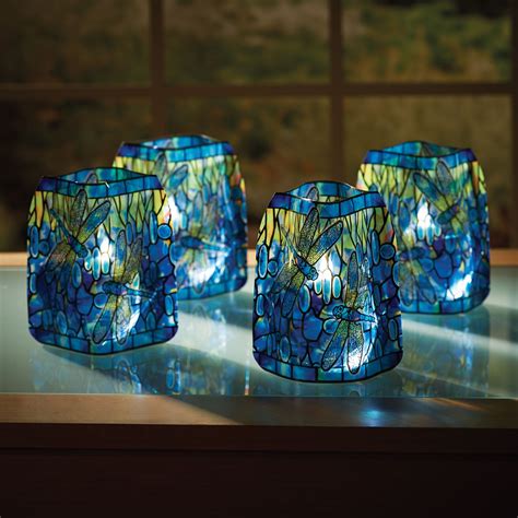 Modgy Expandable Tiffany Style Dragonfly Luminaries with LED Candles - Set of 4 | eBay