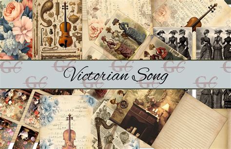 Victorian Song: Digital Victorian Music Themed Design for Junk - Etsy