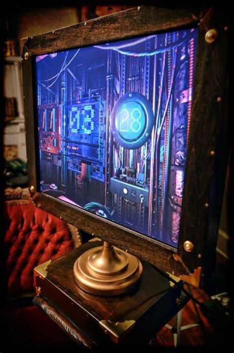 Custom made steampunk computer monitor. This was one of my first ...