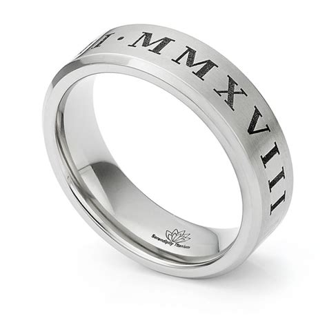 Titanium Roman Numeral Wedding Ring