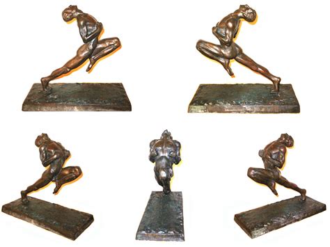 1930 Czech Art Deco bronze athlete sculpture