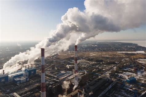 Industrial Factory Pollution, Smokestack Exhaust Gases. Industry Zone, Thick Smoke Stock Image ...