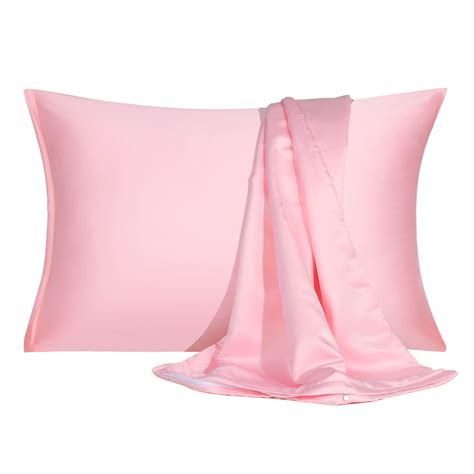 Satin Pillowcase with Zipper King Size Set of 2 Silky Sateen Pillow ...