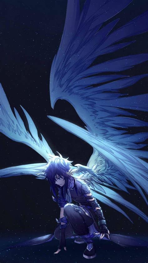 Dark, big wings, angel, fantasy, anime, 720x1280, angels anime boy HD phone wallpaper | Pxfuel