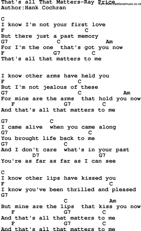 Country Music:That's All That Matters-Ray Price Lyrics and Chords