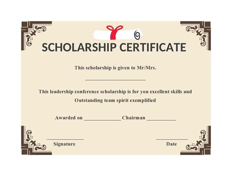 Scholarship Award Certificate Template Free