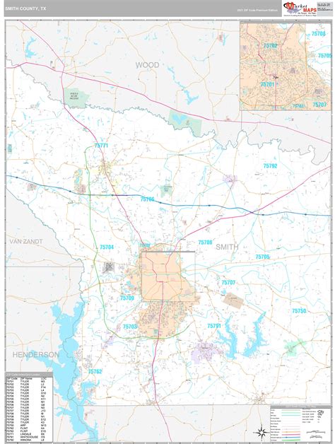 Smith County, TX Wall Map Premium Style by MarketMAPS - MapSales