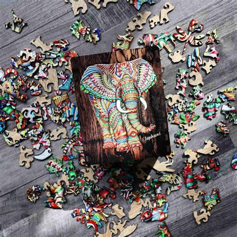 Wooden Elephant puzzles for adults and kids Jigsaw Mosaic | Etsy