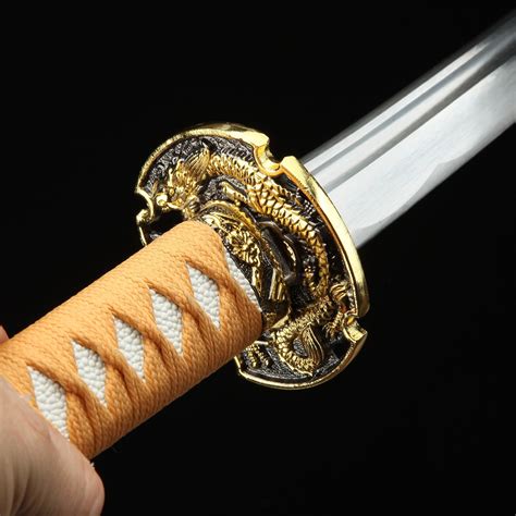 Handmade Gold Dragon Katana Full Tang Real Japanese Samurai Sword Carbon Steel | eBay